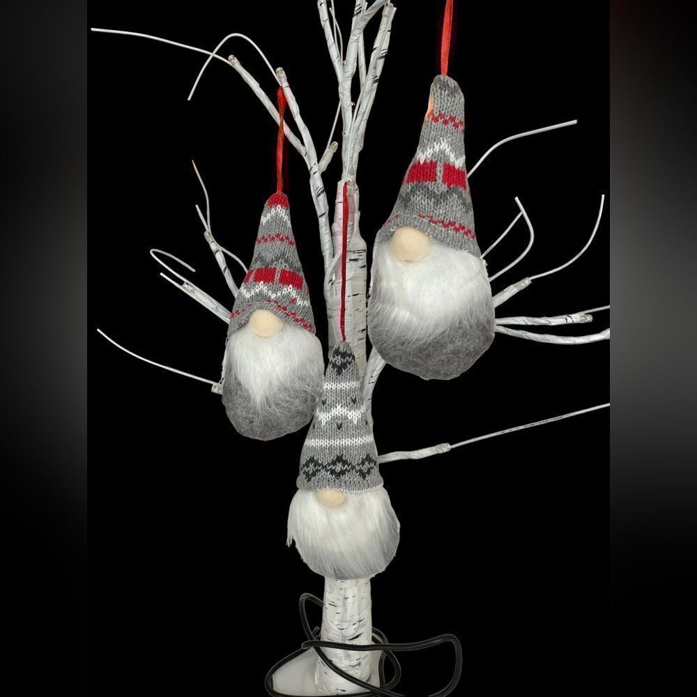 GNOME GRAY ORNAMENTS SET of 3 NWT